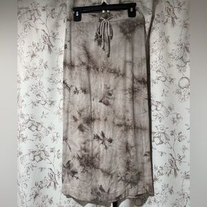 Tie-Dye Midi Skirt in Gray and Brown